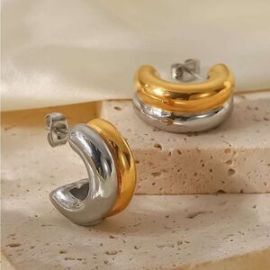 Minimalist hoop cuff earrings N284
